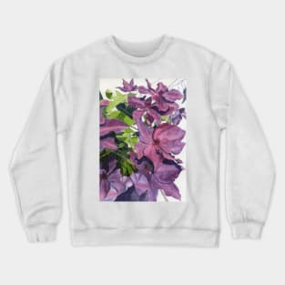 Purple pink clematis watercolour painting Crewneck Sweatshirt